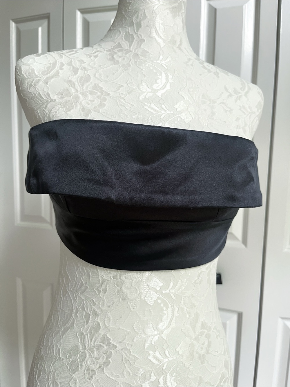 Fleur du Mal Black Satin Strapless Bandeau Top | Size 0